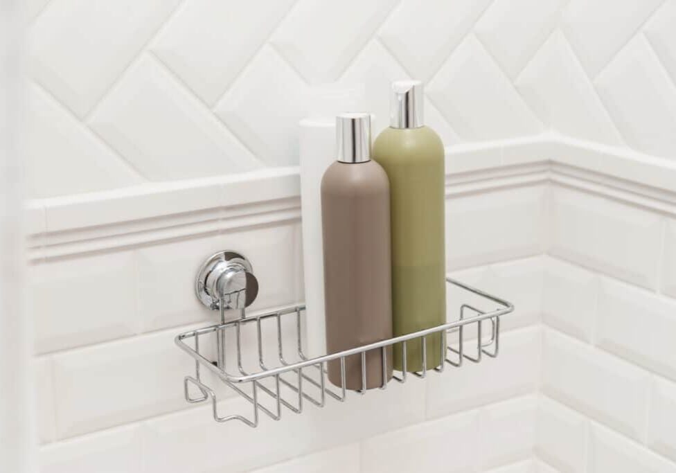 Toiletries,Bottles,On,Suction,Cups,Compact,Bath,Shelf,,Fixing,On